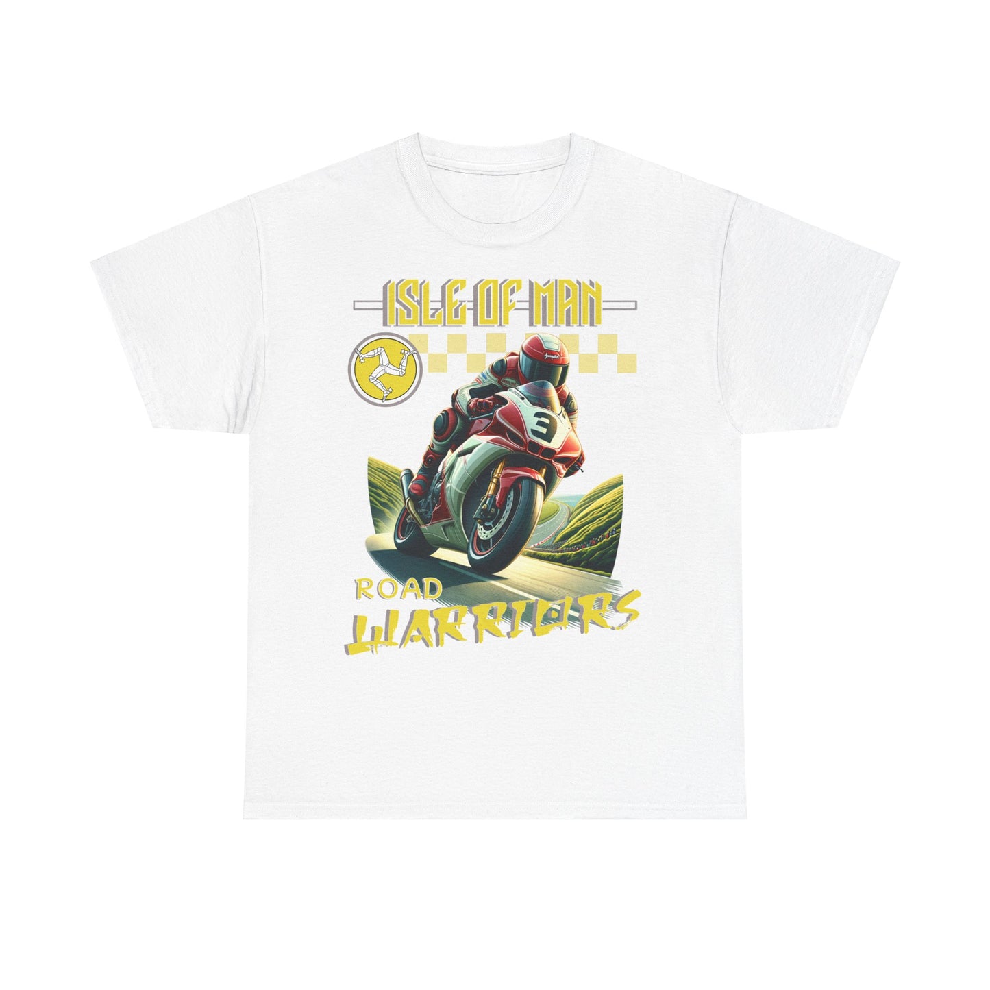 Isle of Man - Road Warriors - Yellow - T-Shirt (Front & Back Design)
