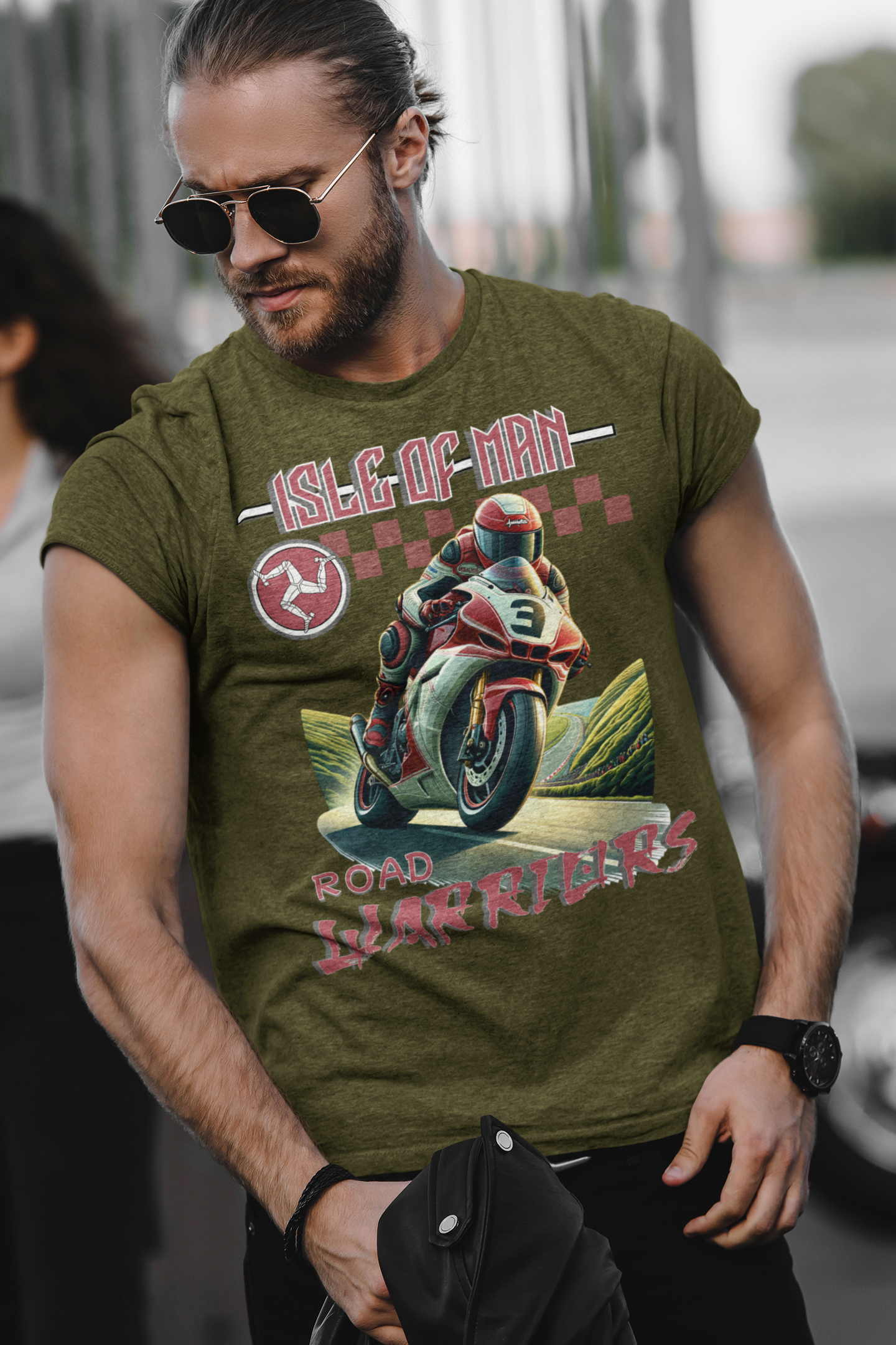 Isle of Man - Road Warriors - Yellow - T-Shirt (Front & Back Design)