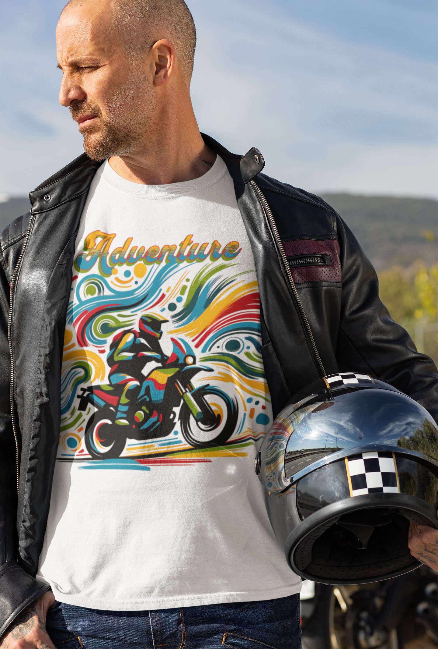 Adventure Biker Abstract T-Shirt
