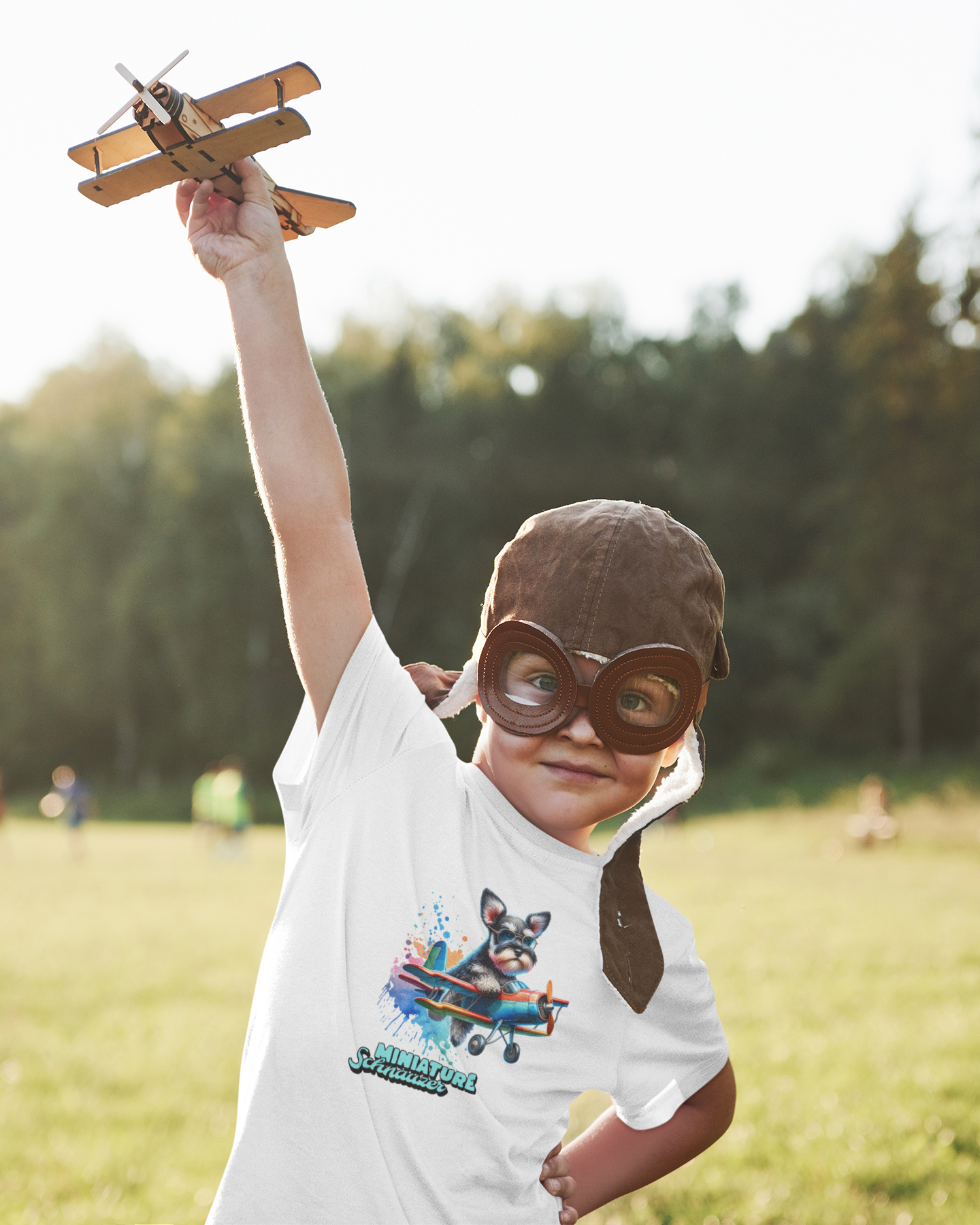 Schnauzer Flying a Plane T-Shirt