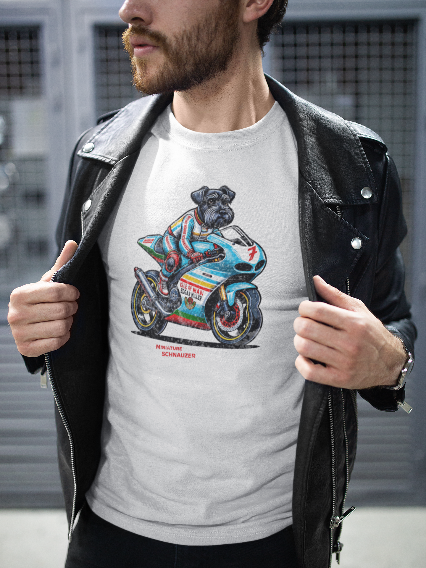 Schnauzer Motorcycle Racer T-Shirt