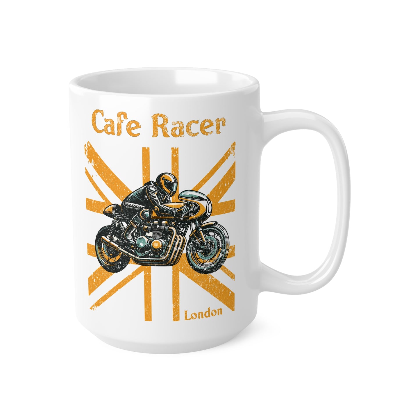 Cafe Racer Yellow Union Flag Mug