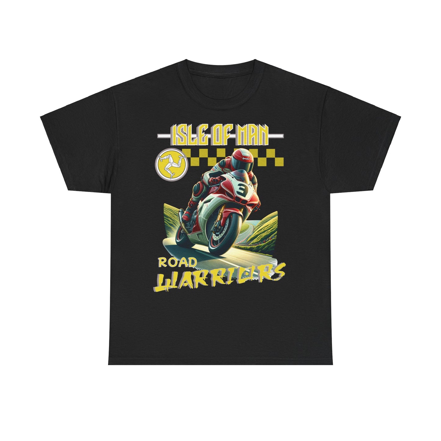 Isle of Man  - Road Warriors - Yellow - T-Shirt (Front & Back Design)