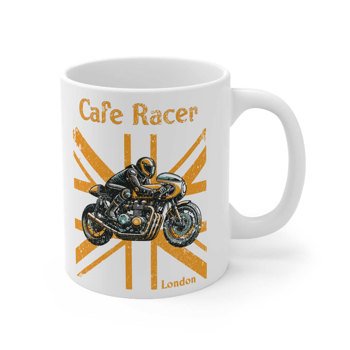 Cafe Racer Yellow Union Flag Mug