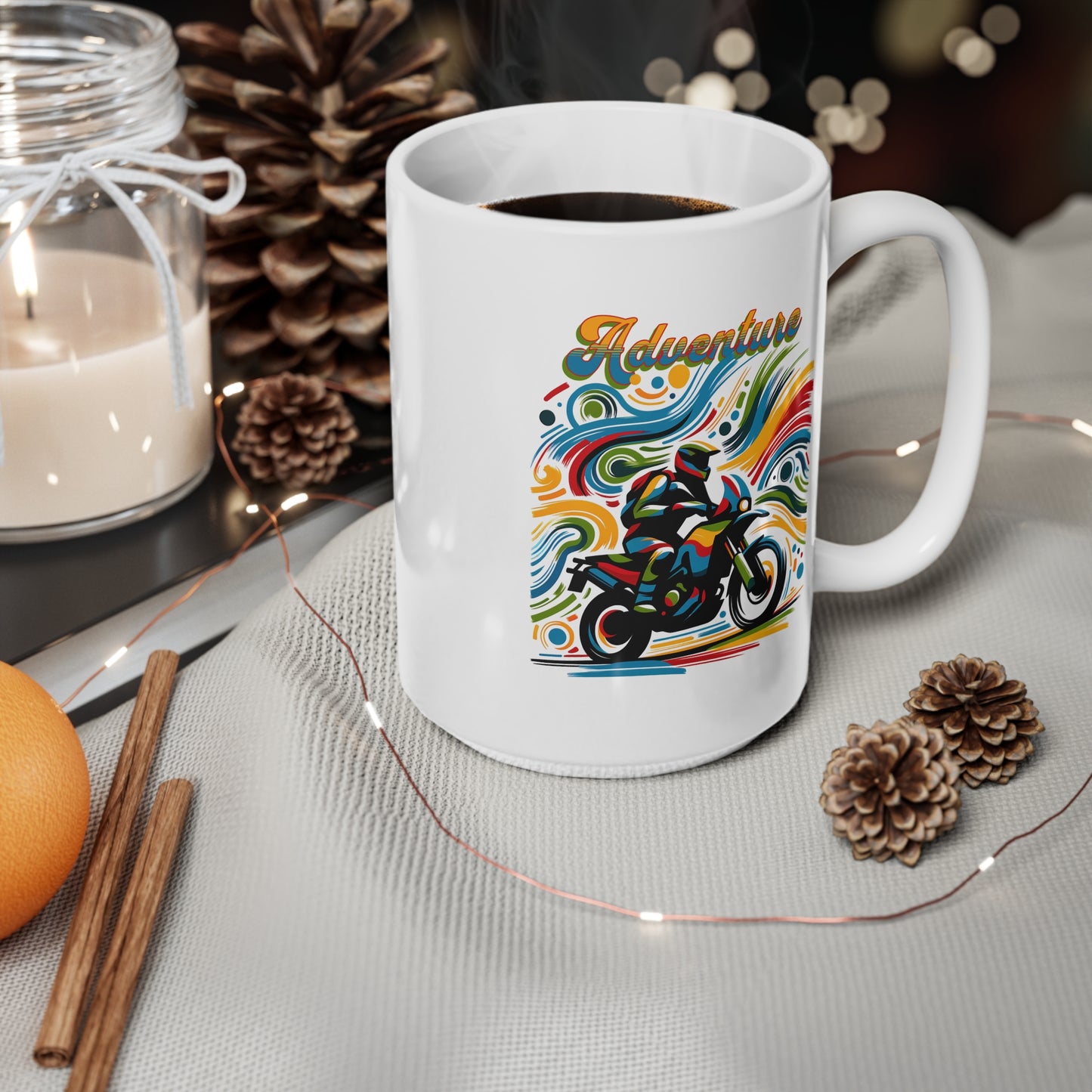 Adventure Biker Abstract Mug