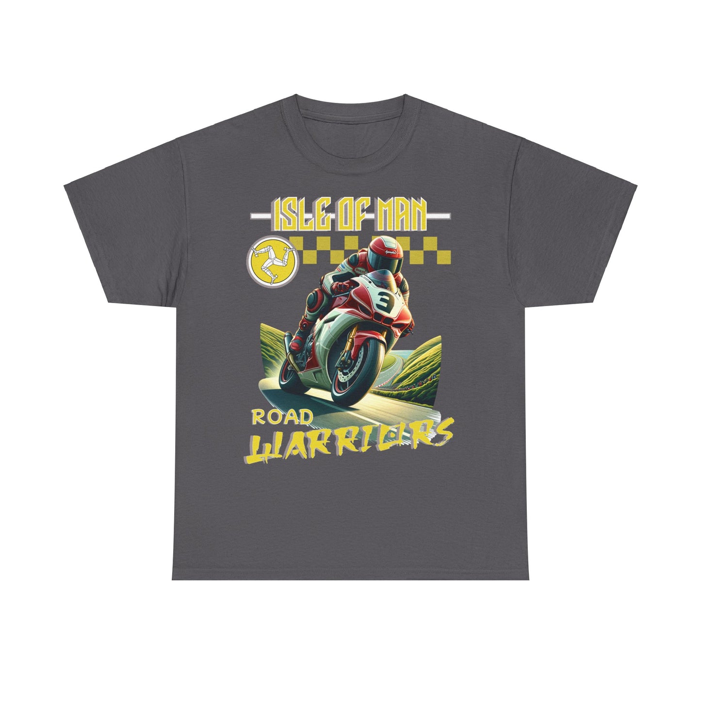 Isle of Man  - Road Warriors - Yellow - T-Shirt (Front & Back Design)