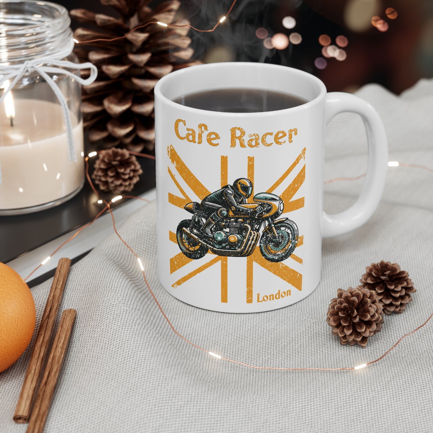 Cafe Racer Yellow Union Flag Mug