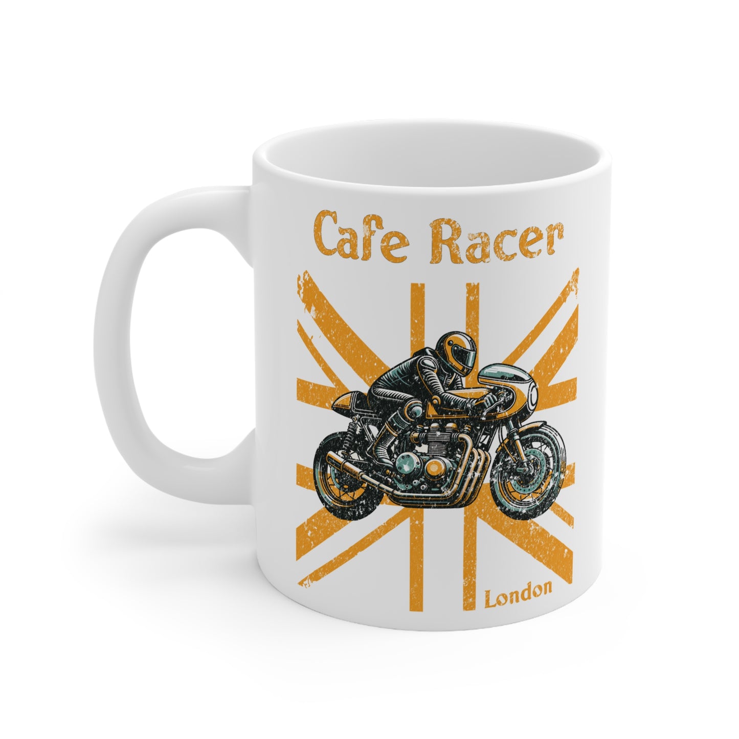 Cafe Racer Yellow Union Flag Mug