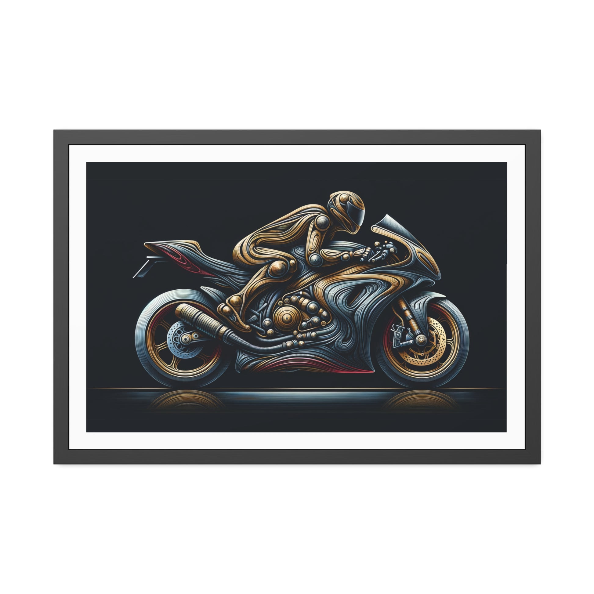 muscle bike, framed poster, wall art, motorcycle, motorbike 