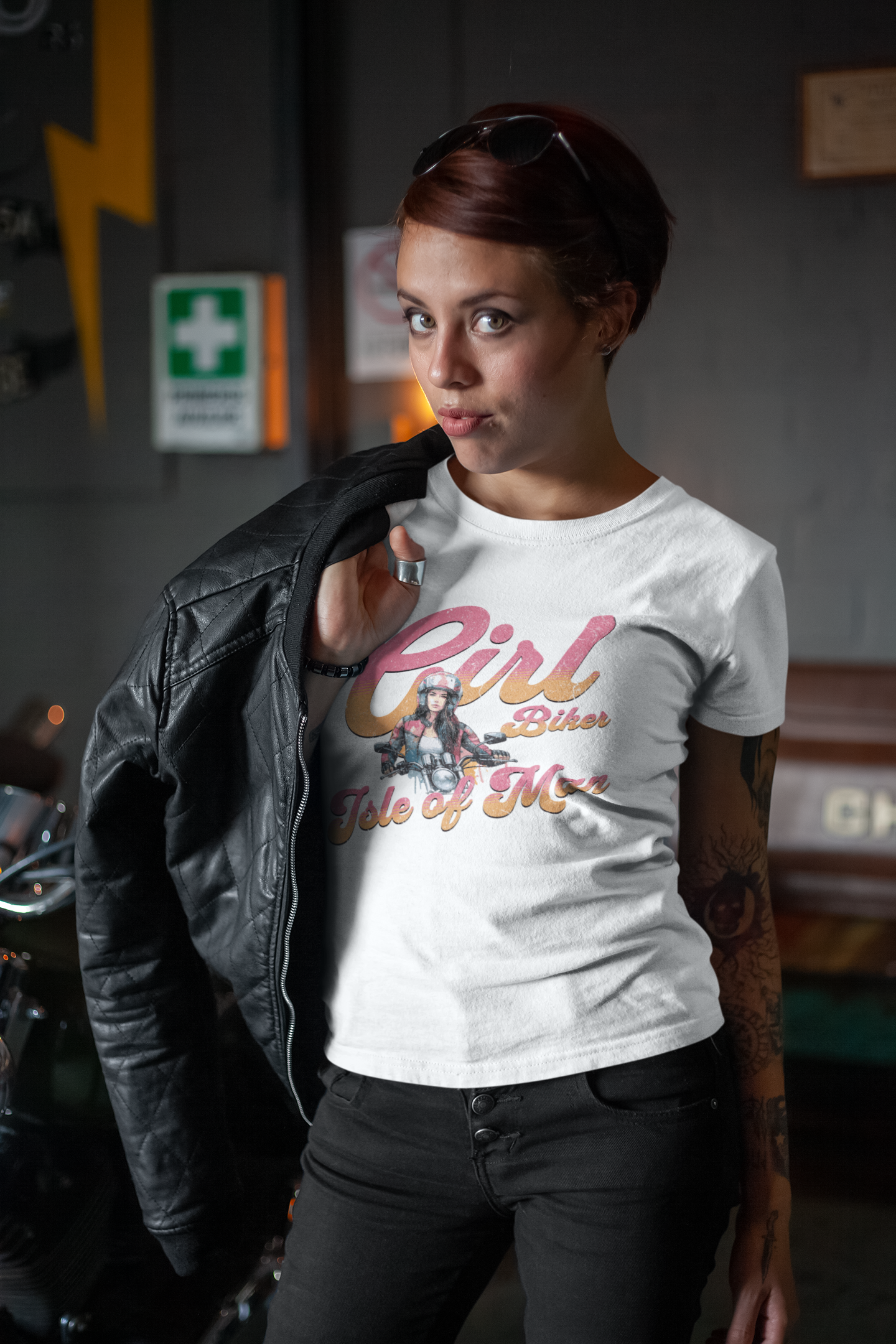 Isle of Man - Girl Biker T-Shirt