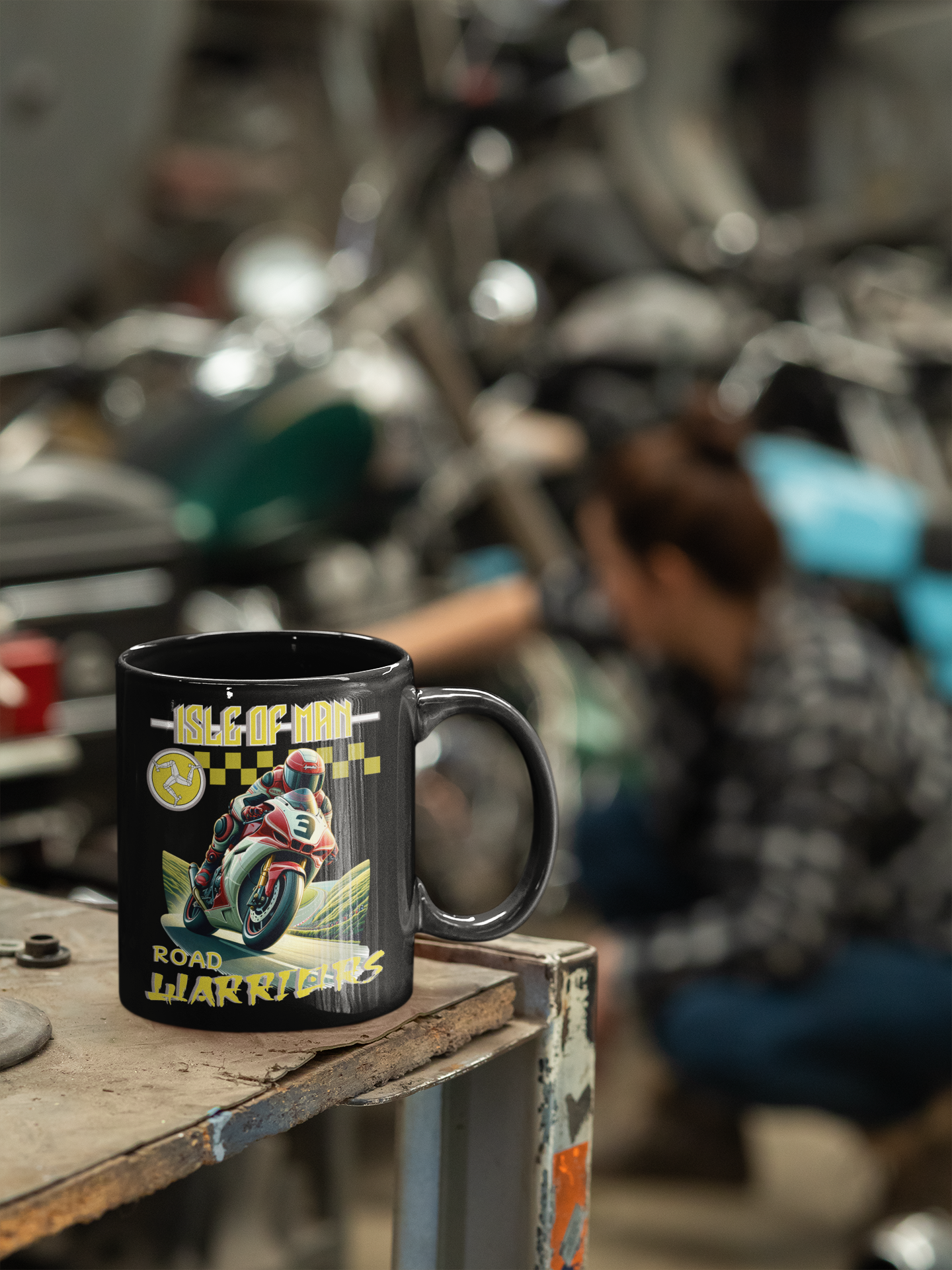 Isle of Man  - Road Warrior 'Yellow' Mug.