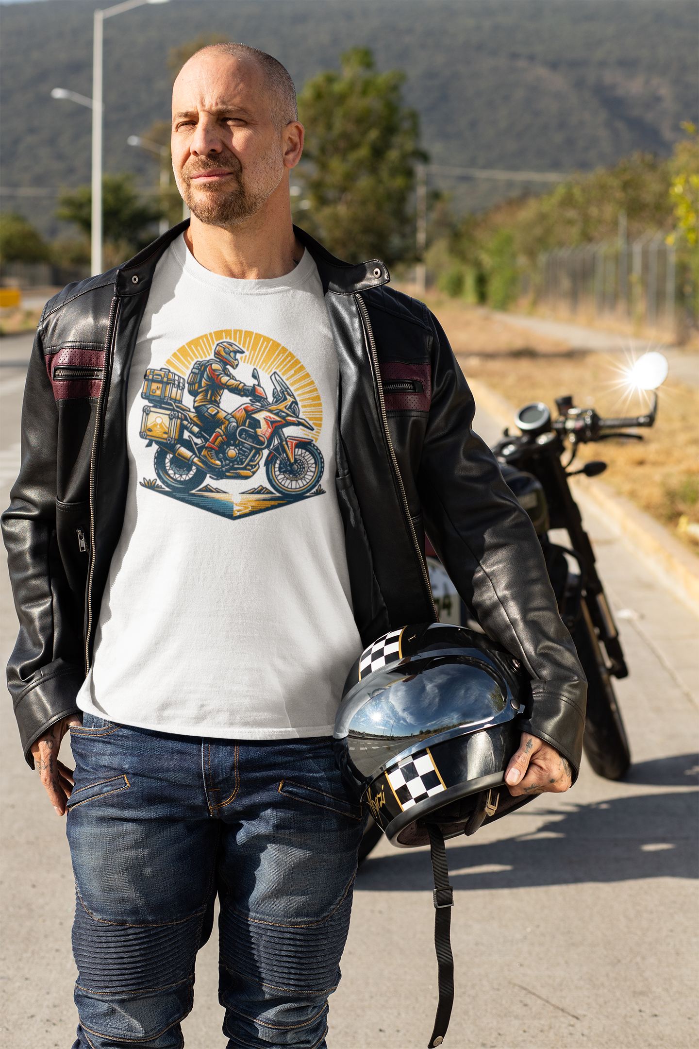 Adventure Biker Sunrise T-Shirt